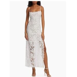 Hemant & Nandita Reet White Embellished Lace Resort Maxi Dress M
